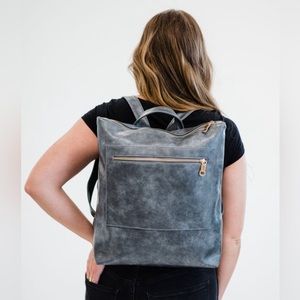 Charcoal Grey Faux Leather Backpack NWOT
